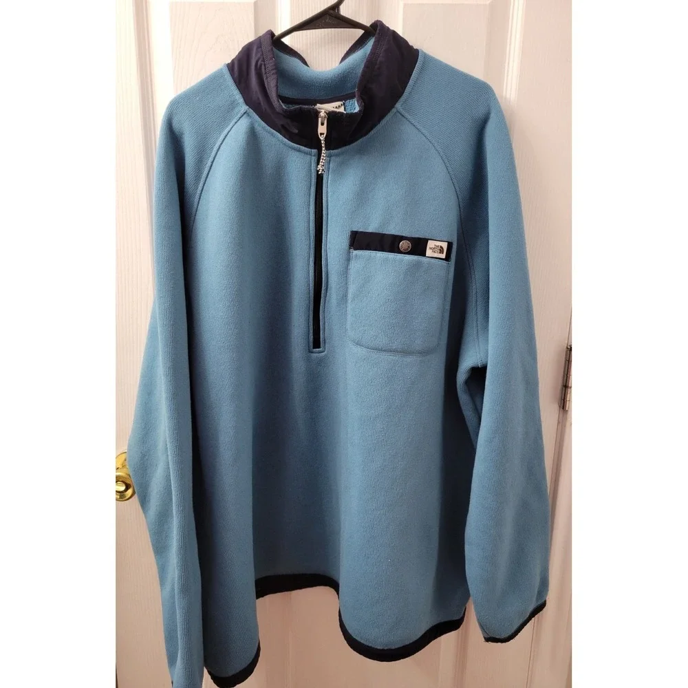 The North Face Men's 3XL XXXL 1/2 Zip Pullover Fleece Sweater Blue EUC
